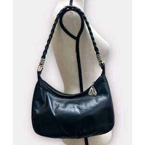 Vintage MORRIS MOSKOWITZ Black Leather Braided Shoulder Handbag MCM Old Money‎